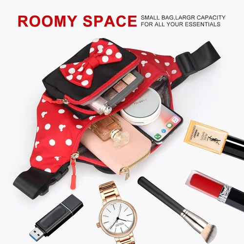 Vista 2 de Linda riñonera para viajes Riñonera de Disney para mujer paquete de cintura para adolescentes niñas Minnie Mouse Belt Bag de dibujos animados
