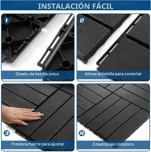 Vista 5 de Treela 48 azulejos de plástico entrelazados para terraza de patio de 12 x
