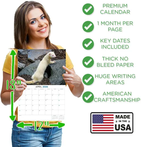 Vista 487 de Calendario de grises africanos 2025 2026 – Planificador mensual de pared de aves africanas – 12 x 18 pulgadas (abierto), calendario de pared