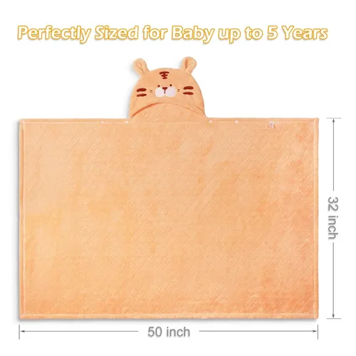 Vista 2 de Toallas con capucha para bebé, toalla de baño de forro polar coral de alta calidad, gruesas y suaves, absorbentes, acogedoras y cálidas, esenciales