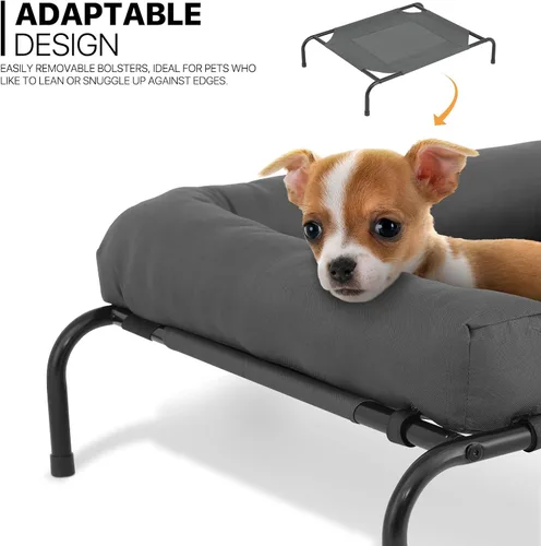Vista 5 de MoNiBloom Cama elevada para perros para exteriores con cojín extraíble, cama elevada portátil para perros al aire libre con pies antideslizantes