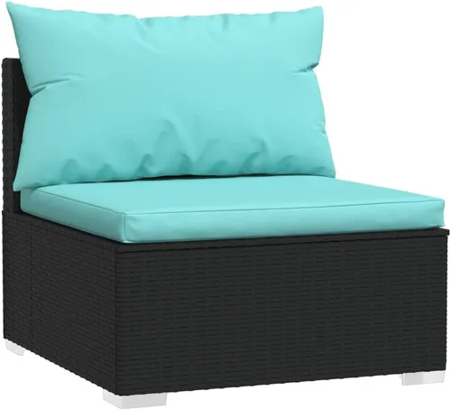 Vista 3 de 3-Piece Modular PE Rattan Sofa Set, Black 3-Seater Patio Couch