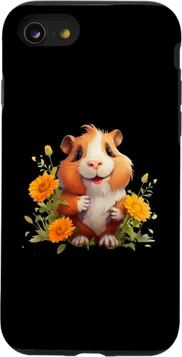 Vista 13 de iPhone 15 Guinea Pig with Flowers for a Guinea pig Lover Case