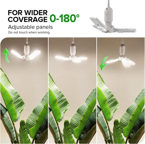 Vista 6 de SANSI Luces colgantes de cultivo para plantas de interior, luz colgante de 30 W con temporizador, 3 paneles ajustables, espectro completo, 4700 lm
