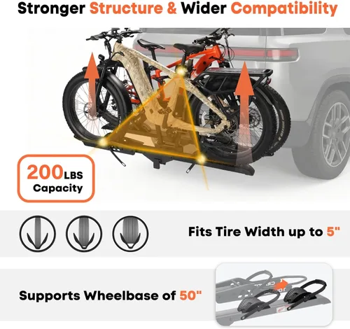 Vista 5 de CRAVOT Portabicicletas elevadoras eléctricas, soporte motorizado para bicicletas, capacidad de 200 libras de capacidad de hasta 5 pulgadas, portador