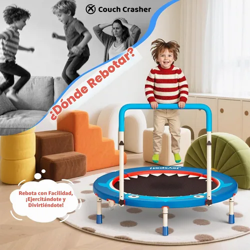 Vista 9 de 36-Inch Toddler Trampoline with Foam Handle, 3FT Foldable Mini Rebounder