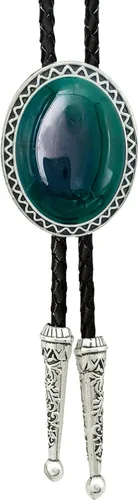 Vista 9 de SELOVO Genunie - Corbata de cuero con diseño de bolo nativo occidental Negro