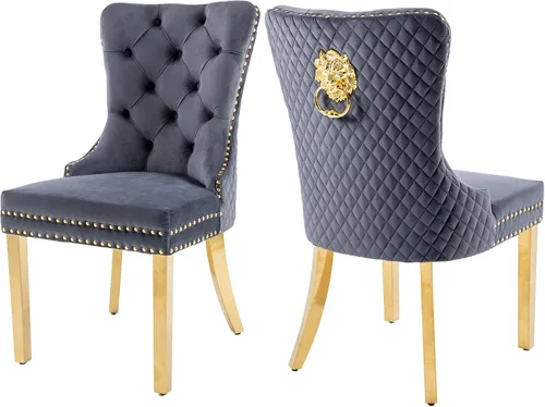 Vista 15 de KCC Juego de 2 sillas de comedor de terciopelo, sillas modernas copetudas Patas de acero inoxidable beige++ plata