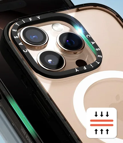 Vista 5 de CASETiFY Funda Impact para iPhone 13 [Protección contra caídas de grado militar 4X de 8.2 pies/Compatible con Magsafe] - #1 Mom - Transparente
