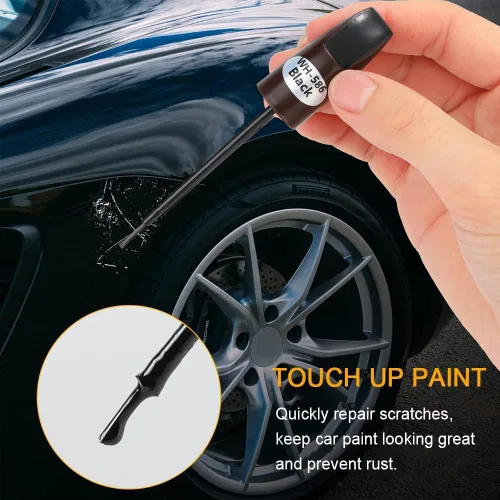 Vista 3 de Pintura negra de retoque para automóviles, bolígrafo de reparación de arañazos de pintura de automóvil dos en uno, solución rápida y fácil para Negro