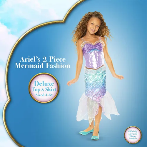 Vista 2 de Disney Vestido de 2 piezas de The Little Mermaid Ariel's - Traje de moda de sirena bajo el mar