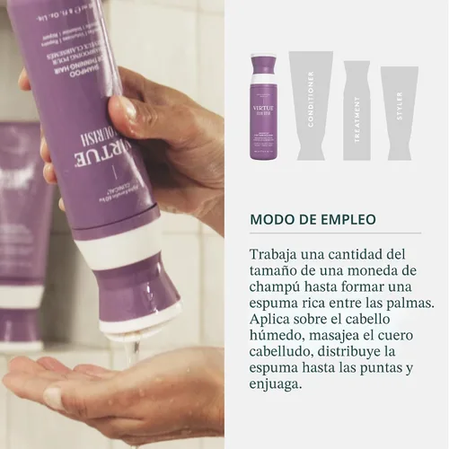 Vista 11 de VIRTUE Flourish Champú sin sulfato para cabello fino, Producto para el crecimiento y volumen del cabello, Desintoxica y repara, Seguro