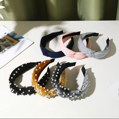 Vista 3 de LOVNFC Diademas para Mujeres 6 Piezas Bandas para la Cabeza Anudadas Antideslizantes de Moda para mujeres Niñas Anchas Nudo Superior Turbante Bandas