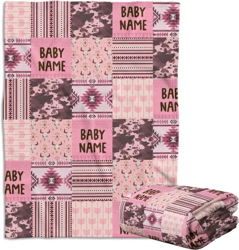 Vista 10 de Mantas de bebé occidentales - Mantas personalizadas y de forro polar personalizadas para niños y niñas, 3 tamaños para hijo y hija recién nacidos