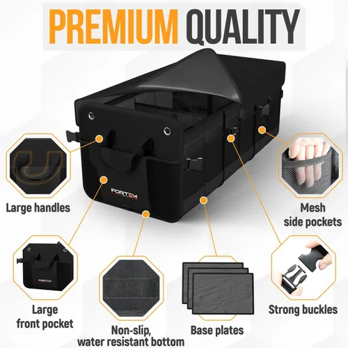 Vista 2 de FORTEM Organizador de maletero con enfriador para SUV, organizador y almacenamiento de automóvil, multicompartimento plegable, regalo de Navidad
