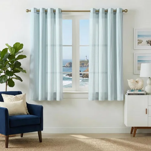 Vista 24 de jinchan Linen Blackout Curtains Back Tab 96 Inch 2 Panels Striped Blue Blue Stripe Lined
