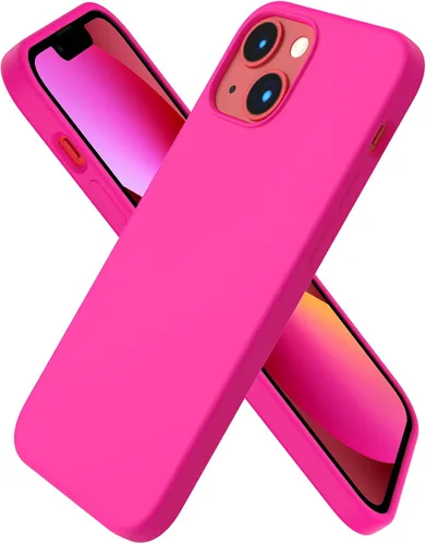 Vista 25 de ORNARTO - Funda compatible con iPhone 13 Mini, goma de gel suave de 3 capas de silicona líquida delgada con microfibra, 13,7 cm, azul Caucho