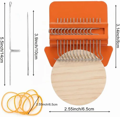 Vista 2 de Rumexeng Telar de tejido pequeño, telar estilo Speedweve, mini herramienta de tejido de madera para reparación visible, jeans, calcetines, ropa