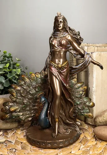 Vista 5 de Ebros Gift Romana Juno Diosa griega Hera con pavo real sagrado Estatua Deidad del matrimonio Fertilidad y mujeres Figura decorativa Mitología Deidad