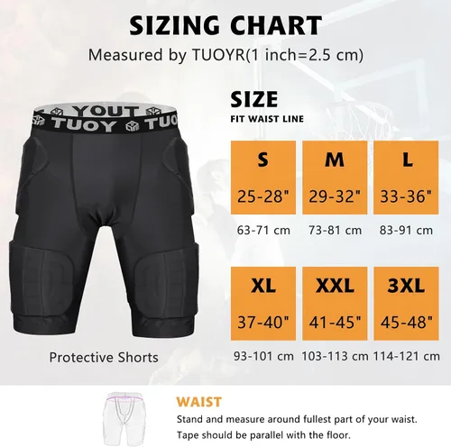 Vista 5 de Faja de fútbol para hombre con almohadillas para cadera, muslo, trasero, coxis, pantalones cortos de compresión acolchados para jóvenes, adultos