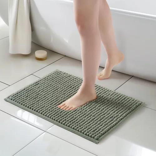 Vista 33 de FRESHMINT Alfombra de baño de felpilla gruesa y grumosa, 17"x24", alfombrilla de baño antideslizante, accesorio decorativo suave, linda alfombrilla