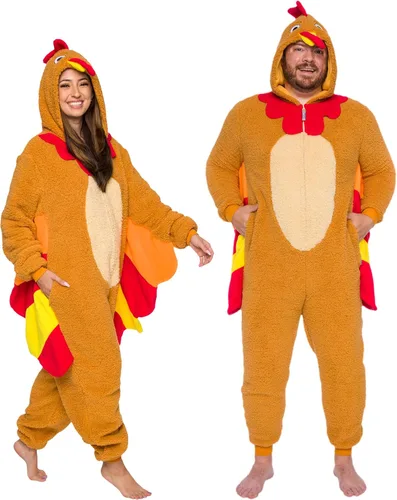 Vista 5 de Funziez! Mameluco de sherpa ajustado para adultos, disfraz de Halloween de animales, traje de cosplay de una pieza de felpa para mujeres y hombres