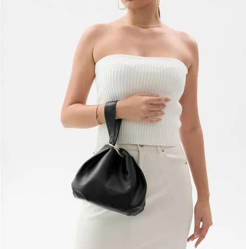 Vista 6 de Bolso de mano para mujer, de piel vegana, suave, con asa superior, bolso pequeño