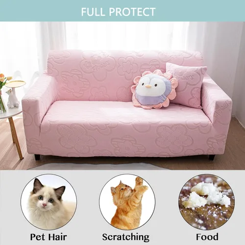 Vista 7 de Funda de sofá elástica, funda de sofá de 1, 2, 3, 4, funda de sofá para sofá biplaza, protector de sofá antideslizante para perros y gatos, beige, 1