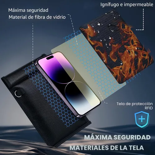 Vista 3 de Bolsas Simket Faraday para teléfonos y llaves de coche, paquete de 2, bolsa de bloqueo de señal, bloqueador de señal de teléfono celular, bloqueador
