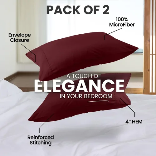 Vista 5 de Utopia Bedding Fundas de almohada Queen – Paquete de 2 – Cierre de sobre – Tela de microfibra cepillada suave – Fundas de almohada resistentes al