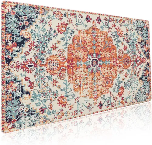 Vista 52 de Alfombrilla de mouse negra estética vintage para juegos botánicos, extendida, bonita planta verde bosque, naturaleza, floral, grande