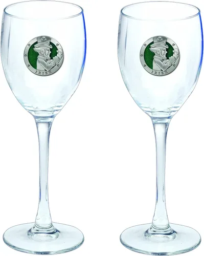 Vista 59 de Heritage Pewter Copas de vidrio de Arkansas, juego de 2, copas de vino de copa de 12 onzas, vidrio de peltre elaborado por expertos