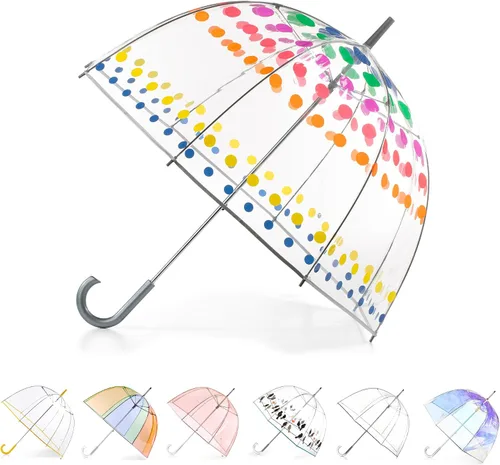 Vista 16 de Totes Adult Clear Bubble Umbrella with Dome Canopy and Lightweight Wind and Rain Protection
