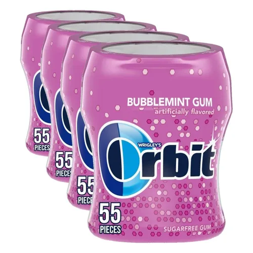 Vista 13 de ORBIT Gum Bubblemint - Goma de mascar sin azúcar, sabor menta sin azúcar, 120 botellas resellables a granel