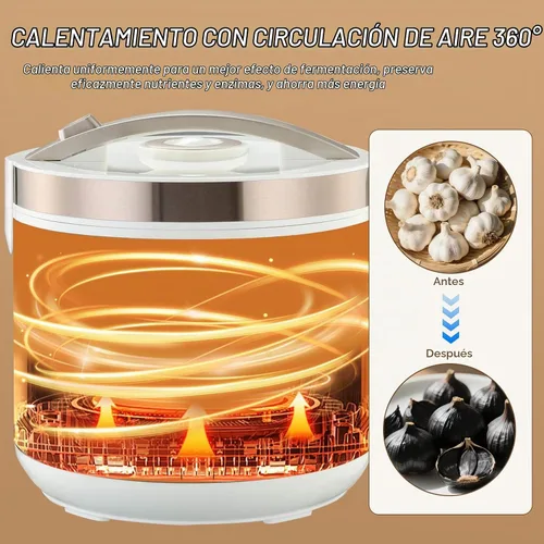 Vista 4 de Fermentador de ajo negro 5L Control inteligente automático completo Garlics Maker Multi Clove Garlic Cooker 110V con tiempo ajustable y función