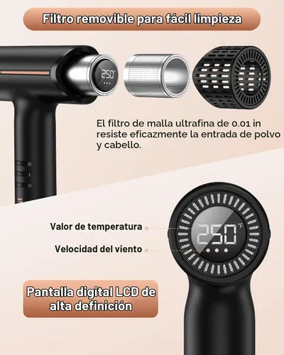 Vista 6 de Secador de pelo iónico con difusor, secado rápido y soplado