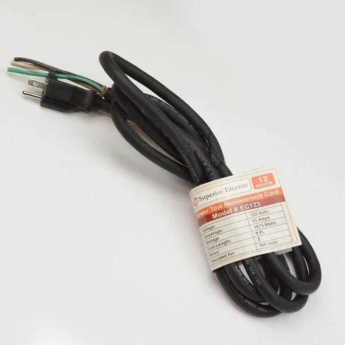 Vista 4 de Superior Electric EC123 9 pies 12 AWG SJO 3 cable 125 voltios NEMA 5-15P cable eléctrico