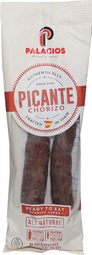 Vista 9 de Chorizo Autentico HOT de Palacios. Importado de España. Paquete de 6 unidades de 7.9 oz
