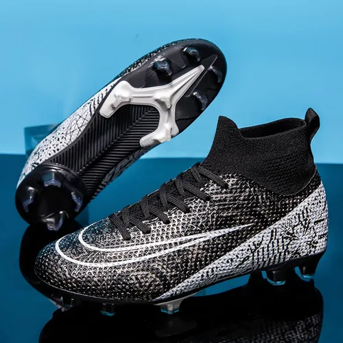Vista 4 de Zapatos de fútbol para hombre, tacos de fútbol altos, con cordones, antideslizantes, para exteriores, AGFG, béisbol, lacrosse, rugby, botas
