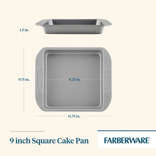 Vista 2 de Farberware - Charola de horno de 9 por 13 pulgadas, antiadherente, Cuadrado, 9, Plateado