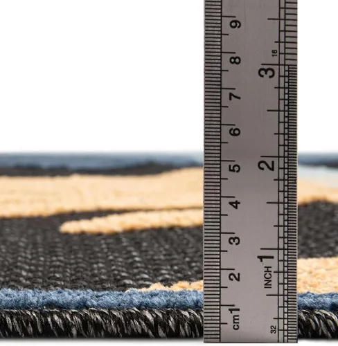 Vista 2 de Unique Loom Belize Outdoor Collection - Alfombra rectangular de 2 x 3 pies 1 pulgada, color carbón y azul claro