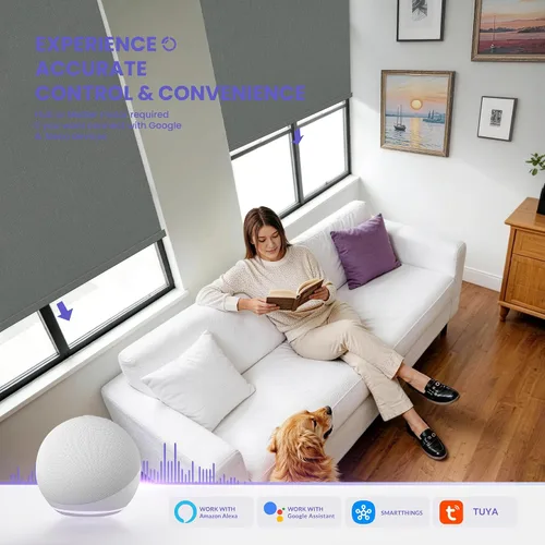 Vista 2 de Persianas enrollables opacas motorizadas inteligentes – Persianas eléctricas inalámbricas con control remoto para dormitorios, fáciles de instalar