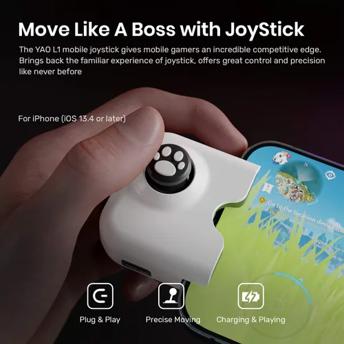 Vista 2 de IFYOO YAO L1 Pro - Joystick de control de juegos móvil para iPhone iOS 134 o posterior mando de juegos para PUBGG Mobile Call of Duty Mobile CODM