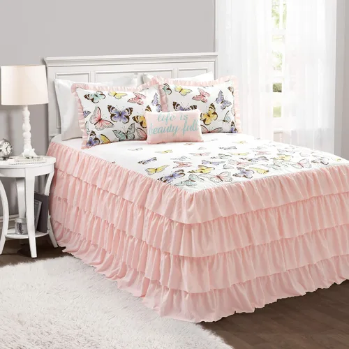 Vista 10 de Lush Decor Flutter Butterfly - Juego de edredón de 2 piezas, bonito cubrecama acolchado, lila, tamaño individual