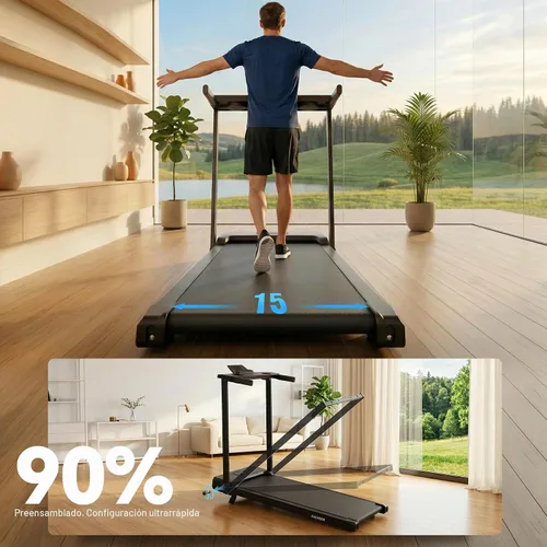 Vista 6 de ANCHEER Portable Treadmill with Incline, 3.5HP Walking Pad with Desk & Handle Bar, Foldable Treadmill for Home Office Small Space with Remote