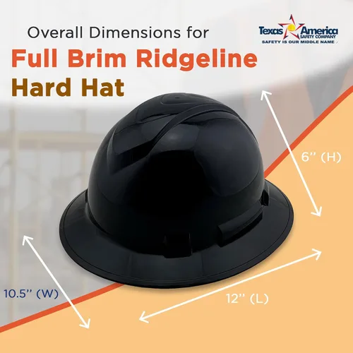 Vista 6 de Texas America Safety Company Casco duro RIDGELINE de ala completa con ajuste de perilla de 6 puntos y bolsa