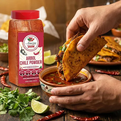 Vista 4 de Chile de Arbol - Chile rojo seco en polvo, 1 libra (16 onzas), pimientos molidos para auténtica cocina mexicana por Amazing Chiles & Spices