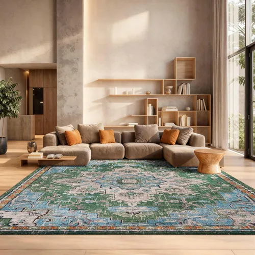 Vista 21 de Safavieh MAD473E - Tapete con diseño de medallón desgastado, bohemio elegante, colección Madison, no suelta pelos, fácil de cuidar, alto tránsito