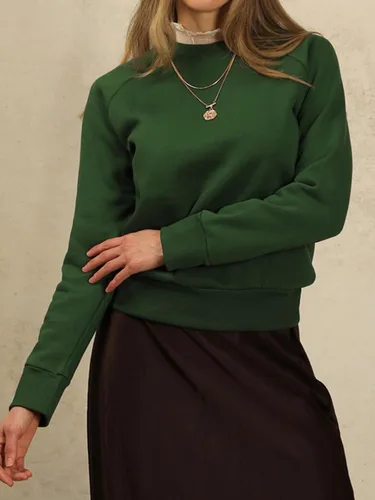 Vista 115 de MixMatchy Sudadera básica suave y cómoda de forro polar con cuello redondo para mujer