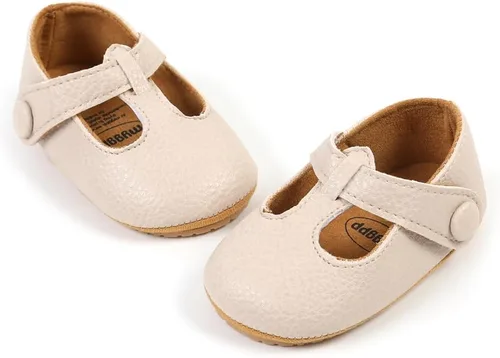 Vista 5 de LAFEGEN Zapatos de bebé para niña, antideslizantes, suela suave, de piel sintética, para bebé, Mary Jane, zapatos planos para primeros pasadores